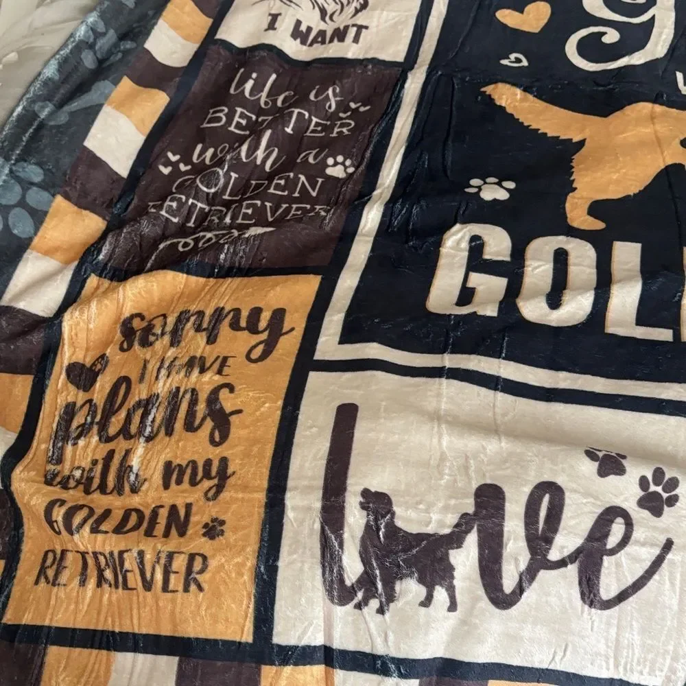 Golden Retriever Themed Quilt Blanket